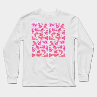 pink cat positions Long Sleeve T-Shirt